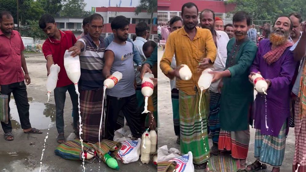 দুধে ৬০ শতাংশ পানি, ৩ মণ দুধ ফেলে দিল জনতা